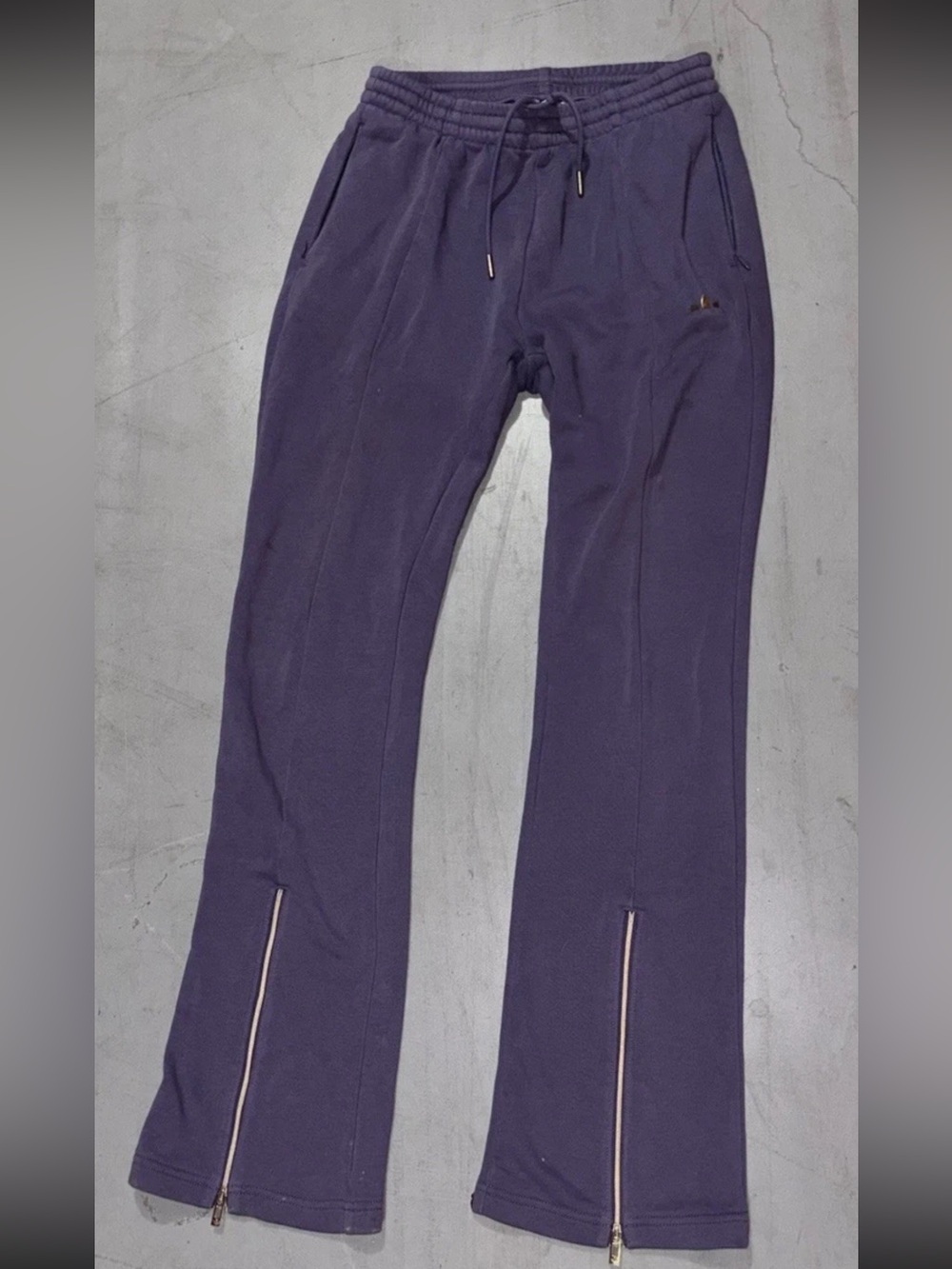 Adidas Y2K Woman’s Lavender Gold Accent Flare Leg Joggers Size Small Zip Pockets